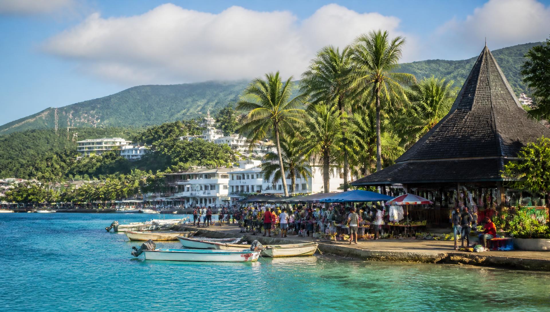 Port Vila waterfront market and lagoon, Efate, Vanuatu